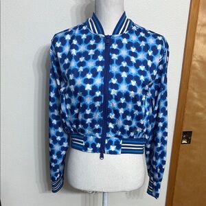 FP Movement Blue Tie Dye Cropped Long Sleeve Zip Up Jacket XS Like New